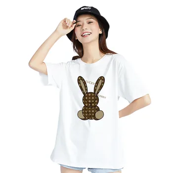 2023 Женские Мужские повседневные футболки, спортивная одежда из хлопка с принтом кролика, модные футболки в стиле люксового бренда Y2K с рисунком.
