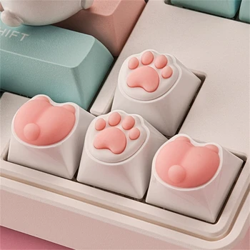 3D Мягкий силиконовый колпачок с кошачьей лапой для механических клавиатур и разноцветных клавиатур, колпачки для ключей, Материалы для сублимации