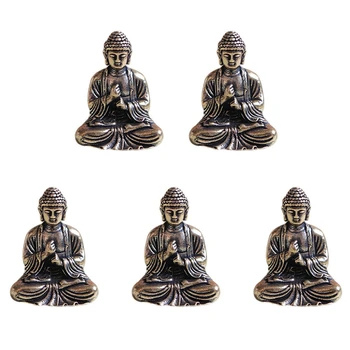 5X Мини-статуя Будды Бронзовая Статуя Будды Китайский буддизм Чистая медь Бронзовая Статуя Будды Шакьямуни