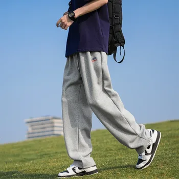 Gmiixder, Япония, повседневные брюки из серого драпа в стиле ретро для мужчин, осенние спортивные брюки с прямой трубкой, широкие брюки, спортивная одежда унисекс, свободные брюки