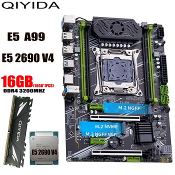 QIYIDA X99 Комплект материнской платы Xeon E5 2690 V4 CPU LGA 2011-3 Процессор 16G DDR4 ECC RAM Память NVME M.2 WIFI
