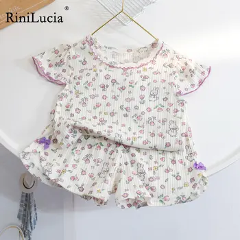RiniLucia/ Комплекты осенней одежды для маленьких девочек 2023, Летний комплект одежды для маленьких девочек, Детские рубашки с цветочным рисунком, Шорты, костюмы, наряды