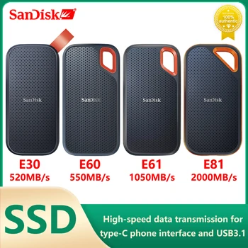 SanDisk PSSD E30 E61 E81 Extreme PRO 4 ТБ 2 ТБ 1 ТБ 480 ГБ USB 3,2 Портативный Внешний Твердотельный Накопитель NVME Жесткий Диск для ПК PS5