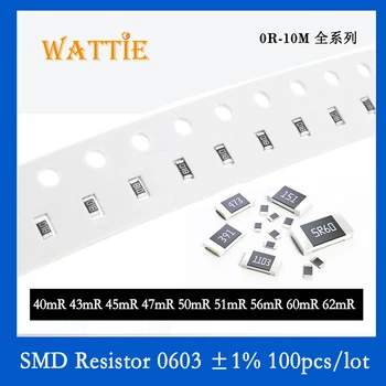 SMD резистор 0603 1% 0.047R 0.050R 0.051R 0.056R 0.060R 0.062R 100 шт./лот микросхемные резисторы 1/10 Вт со сверхнизким значением сопротивления