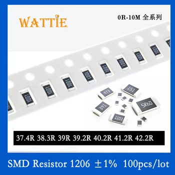 SMD резистор 1206 1% 37,4R 38,3R 39R 39,2R 40,2R 41,2R 42,2R 100 шт./лот микросхемные резисторы 1/4 Вт 3,2 мм*1,6 мм
