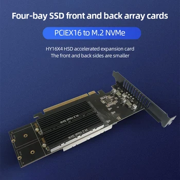 SSD Riser Card 4-Слотный Контроллер Адаптера жесткого диска M.2 Карта Расширения NVME Metal PCIE 3.0 X16 Поддерживает Raid с Радиатором