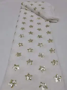 Белые Африканские блестки, бархатные кружевные ткани 2023, Высококачественная Последовательная вышивка, Французское Нигерийское кружевное полотно для свадебного шитья