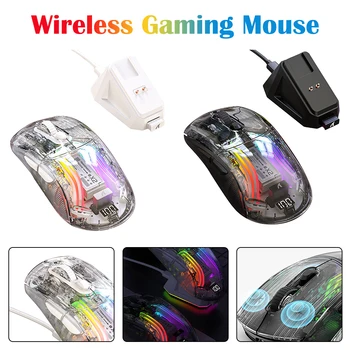 Беспроводная Геймерская Мышь с RGB Подсветкой, 3 Режима, Электронные Соревновательные Мыши, Совместимые с Bluetooth 5.0/2.4 G/USB-C для Настольных ПК, Ноутбуков