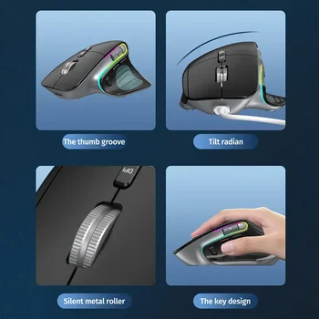 Беспроводная мышь HMTX 2.4G Перезаряжаемая Bluetooth Бесшумная эргономичная мышь 4000 точек на дюйм для планшета, ноутбука Macbook Air, игрового офиса