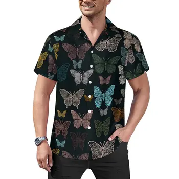 Блузки с бабочкой-Мандалой, Мужские повседневные рубашки с милыми животными, Летние пляжные рубашки с короткими рукавами и принтом, Винтажная пляжная рубашка большого размера, Подарок на День рождения