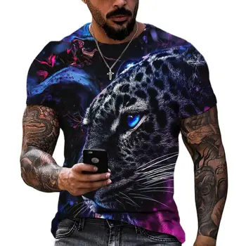 Борьба с тигром, Зверь, Свирепый Лев / леопардовая 3D футболка с принтом, мужские топы с коротким рукавом, футболки оверсайз, мужская дизайнерская одежда