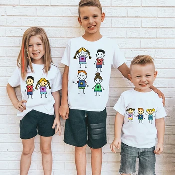 Детская футболка, детская рубашка с принтом, рубашки с короткими рукавами для малышей, одежда для мальчиков и девочек, детская футболка, детские силуэтные рубашки