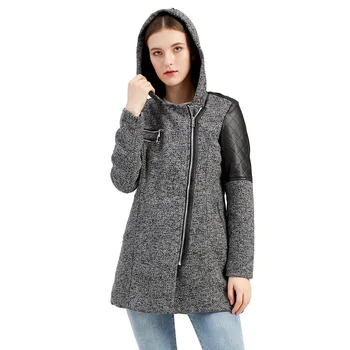 Женское осенне-зимнее шерстяное пальто с капюшоном, теплое пальто