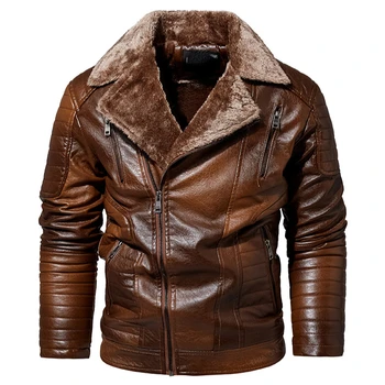 Зимняя плюшевая куртка из искусственной кожи, мужская новая кожаная куртка, жесткая мужская кожаная куртка с мехом, мужская кожаная куртка, мужская одежда