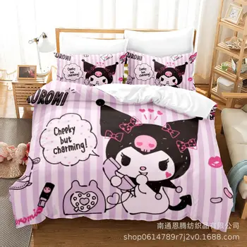 Комплект постельного белья Sanrio hello kitty, детская одежда, пододеяльник kuromi, наволочка для девочек и мальчиков, Милое пододеяльник, сумка для постельного белья Cinnamon