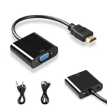 Конвертер кабелей, совместимых с HDMI, в VGA с источником питания звука HDMI-совместимый адаптер для мужчин и женщин ToVGA для планшета, ноутбука, ПК, телевизора