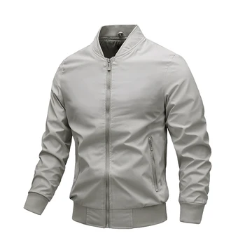 Куртка мужская Весенне-осенняя бейсбольная с вырезом, приталенное однотонное пальто, Модный Универсальный деловой повседневный стиль