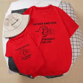 Летняя одежда для родителей и детей, иностранная одежда для отца и сына И милая футболка с буквенным принтом для семьи