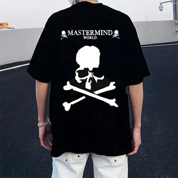 Мужская футболка Mastermind Japan 23SS Summer Black Skull В Мужском И женском стиле С буквенным принтом MMJ, Свободные хлопковые Топы С коротким рукавом