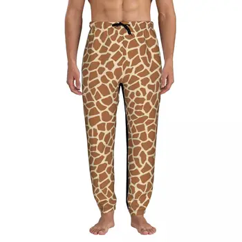 Мужские спортивные штаны для бега трусцой из кожи жирафа с карманами, спортивные брюки с открытым низом