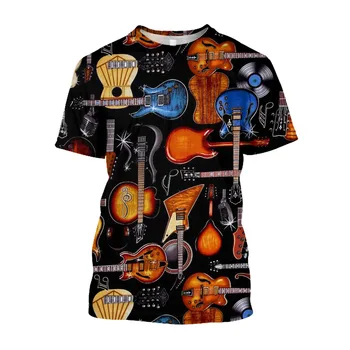 Мужские футболки в стиле хип-хоп с 3D нотами скрипки, легкая мешковатая футболка Academia, уличная одежда, футболка в стиле хиппи