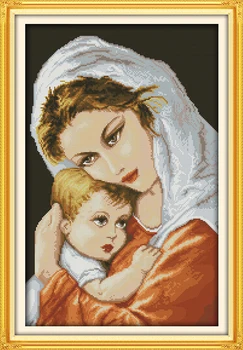 Набор для вышивания крестиком Joy Sunday с предварительной печатью Easy Pattern Набор для вышивания из тисненой ткани Aida-Картина маслом в стиле мамы и сына