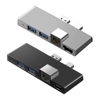 НОВИНКА-USB3.1 USB-C Концентратор, Док-станция Gen1, 4K HDMI-Совместимый Кардридер SD/TF, конвертер RJ45 6в1 для Microsoft Surface