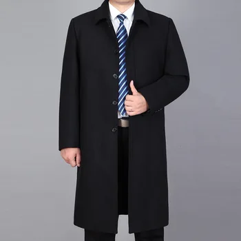 Новое поступление, Модное Высококачественное Зимнее Пальто, Одежда Для Мужчин, Более Плотное Повседневное X-образное Длинное Пальто на пуговицах, Мужское Шерстяное пальто, Плюс Размер M-5XL