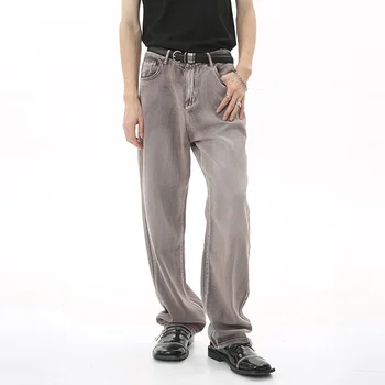 Новые летние джинсы SYUHGFA В корейском стиле, свободные простые однотонные джинсовые брюки с прямыми штанинами, мужские универсальные повседневные брюки Tide