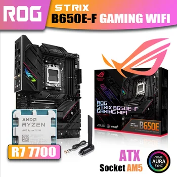 Новый комплект ASUS ROG STRIX B650E-F GAMING WIFI С процессором AMD Ryzen 7 7700 DDR5 Memory Материнская Плата AM5 Mainboard RGB Combo