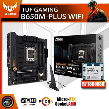 Новый комплект ASUS TUF GAMING B650M-PLUS WIFI С процессором AMD Ryzen 7 7800X3D CPU DDR5 Memory Материнская плата AM5 RGB mATX Combo