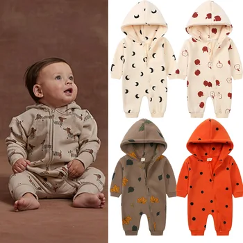 Осенняя одежда для маленьких мальчиков и девочек, Толстовки с длинными рукавами, комбинезон, комбинезон для малышей, Боди для новорожденных, комбинезоны, 0-24 м