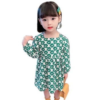 Платье для маленьких девочек с цветочным рисунком, платье для девочек, повседневное детское платье, весенне-осенняя детская одежда