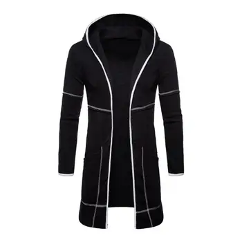 Популярная повседневная куртка, простая однотонная теплая куртка средней длины с капюшоном, пальто, мужская толстая куртка