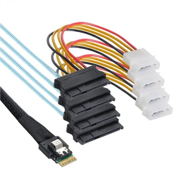 Прочный мини-Slimsas SFF-8654 от 4I до 8482 с кабелем подключения источника питания для сервера