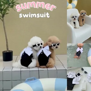 Роскошные Летние купальники для домашних собак в корейском стиле, охлаждающий жилет, одежда для плавания для маленьких собак Бишон Тедди Йорки TPC57
