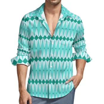 Рубашка с милыми птичками в стиле ретро, осенние повседневные рубашки середины века, мужские ретро-блузки С длинным рукавом, графическая эстетическая мужская одежда