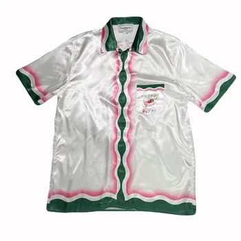 Рубашки Casablanca, мужские И женские, с принтом помидоров, дорогая шелковая рубашка с короткими рукавами, Гавайская рубашка