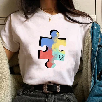 футболки с аутизмом, женские летние футболки с забавными комиксами, женская одежда с рисунком аниме харадзюку