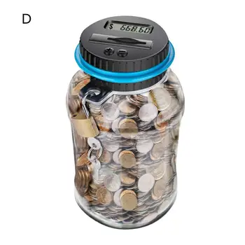 Цифровой счетчик монет Банка ЖК-цифровой счетчик Копилка с замком Пластиковая копилка емкостью 2,5 л для безопасного хранения монет дома