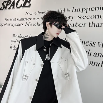 Чувство дизайна, индивидуальность, Тяжелое мастерство, черно-белый контрастный цвет, наплечник для куртки, мужская одежда высокого класса